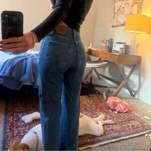 Levi's Straight Leg Jeans - Classic Dark Blue Denim